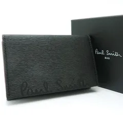 Paul Smith クロップドロゴ 名刺入れ 553408 P042 カードケース 黒 レザー 新品同様 美品 箱付 ポールスミス ◆送料込◆質屋-11900
