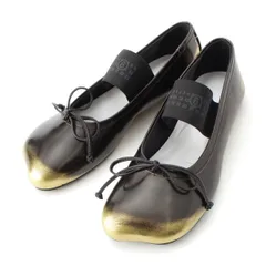 エムエムシックス レザー アナトミック バレエシューズ メリージェーン パンプス S59WZ0099 バイカラー ブラック ゴールド 36【中古】