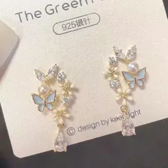 ピアス レディース 蝶 花 フラワー パール調 揺れる 水滴デザイン 上品 可愛い 韓国風 おしゃれ フェミニン 大人可愛い デート 通勤 普段使い 結婚式 二次会 フォーマル アクセサリー 人気