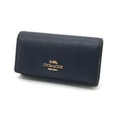 美品 COACH コーチ 名刺入れ カードケース レザー ネイビー - メルカリ