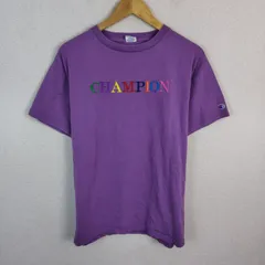 Champion チャンピオン Tシャツ ロゴ刺繍 パープル XLサイズ メンズ 古着 ストリート アメカジ