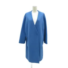 ニコアンド Niko and.. ノーカラーコート ロング丈 3 青 ブルー ロング丈 /HO23 ■ECB002