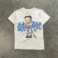 USA製 90s Tennessee River  Betty Boop テネシーリバー 半袖 Tシャツ ベティーブープ ベティーちゃん ホッケー グラフィック プリント グレー 袖裾シングル ヴィンテージ ビンテージ