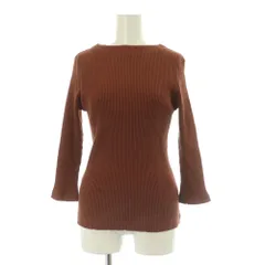 グリーンレーベルリラクシング ユナイテッドアローズ green label relaxing FFC コットンテレコ ボートネック 7SL ニット カットソー 七分袖 F ブラウン /MY ■OS ■GY62