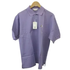 ブラック&ホワイト ポロシャツ LL パープル 紫 半袖 襟付き ロゴ刺繍 /AY ■ECB003