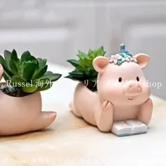 プランター ブタ かわいい 樹脂 庭 ぶた ピンク 読書 小鳥 鉢植え 植木鉢 ガーデニング 雑貨 ガーデン雑貨 ガーデンインテリア ガーデン インテリア 庭の装飾 お洒落 おしゃれ 8-14のサムネイル