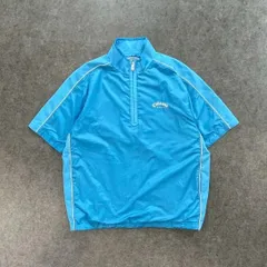 Callaway Golf キャロウェイゴルフ ゴルフウェア 半袖 ハーフジップ プルオーバー ジャケット ロゴ刺繍 水色 L メンズ