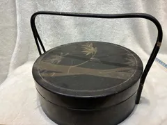蒔絵 提手付丸型漆器 菓子器/茶器揃い 蓋付竹雀金彩蒔絵 煎茶道具 骨董