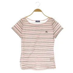 バーバリーブルーレーベル BURBERRY BLUE LABEL ボーダートップス カットソー 半袖 ロゴ刺繍 38 ピンク /MY ■OS ■GY62