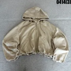 S ザラ ベージュ クロップド フードジップアップ ジャケット 0414(3)