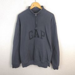 00s GAP ギャップ スウェット ハーフジップ ブラック ロゴ 刺繍 短丈 