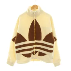 アディダスオリジナルス adidas originals SHERPA JACKET シェルパジャケット ボア ジップアップ M 白 ホワイト 茶色 ブラウン /YM ■ECD003