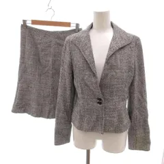 アンタイトル UNTITLED スカートスーツ セットアップ フォーマル 2 グレー 織り柄 ジャケット フレアスカート ひざ丈/HW ■GY58