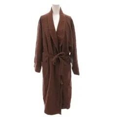 ピエールカルダン Pierre Cardin ベルテッドコート チェック ロング ウール LL 茶 ブラウン /FF ■GY58のサムネイル