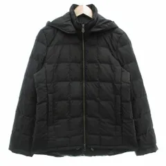 コムサイズム COMME CA ISM フーデッドダウンジャケット ミドル ハーフ丈 キルティング 裾ドローコード M 黒 ブラック /ML ■GY61