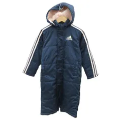 アディダス adidas ベンチコート ロング丈 120 紺 ネイビー フード付き ライン プリント /HO19 ■ECA003