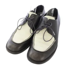 プラダ PRADA ドレスシューズ レザー レースアップ 37.5 黒 アイボリー /TK ■GY62