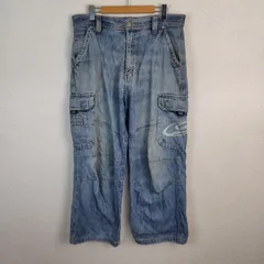 90s PIKO ピコ デニム カーゴパンツ 刺繍ロゴ ブルー XLサイズ メンズ 古着 ストリート Y2Kのサムネイル