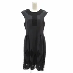 アルバロッサ alba Rossa ワンピース 44 チャコールグレー ノースリーブ ラウンドネック レース装飾 ビーズ ミモレ丈 /HO76 ■ECB002