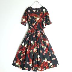 【美品】インゲボルグ★レース付きニットカーディガン サイズ3(9号) 黒系 シアー感♪お花のボタン♪z12938 INGEBORG - 【美品】インゲボルグ☆レース付きニットカーディガン