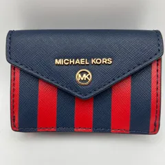 MICHAEL KORS マイケルコース 三つ折り財布 財布 ウォレット 紺 赤 ネイビー レッドレディース  （ME76-4093)