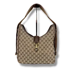 GUCCI グッチ　ワンショルダーバッグ　GGキャンバス　GG柄　肩掛け　ホーボー　ブラウン　ジャッキー