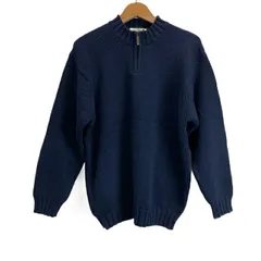 【中古】　Eddie Bauer　セーター　ニット　クルーネック　プルオーバー　ハーフジップ　コットン　無地　カジュアル　古着　/0126