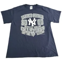 00年代 MLB ニューヨーク・ヤンキース 半袖Ｔシャツ プロチーム メジャーリーグ ネイビー(メンズ XL)中古 古着 X8675