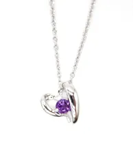 [Petit-Germe] [プチジェルム] 純銀シルバー925・誕生石 ハートネックレス 日本製 (02.2月アメジスト) [02.2月アメジスト]