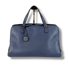 GUCCI グッチ  ハンドバッグ 388558  レザー ブルー インターロッキングG チャーム付き　トートバッグ
