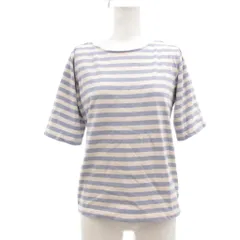 アニエスベー agnes b. 美品 Tシャツ 半袖 ボーダー ロゴボタン 1 ブルー ホワイト /MG