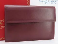 【超美品】カルティエ　Cartier　マストライン　セカンドバッグ　ハンドバッグ　クラッチバッグ　ポーチ　ボルドー　カーフレザー　L1000176