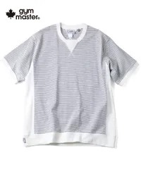 gym master ジムマスター Tシャツ メンズ レディース 7.4oz ヘビーウェイト 半袖Tシャツ 大きいサイズ 無地 クルーネック 綿100% カジュアル G121708 ホワイト×ブラックボーダー(70）のサムネイル