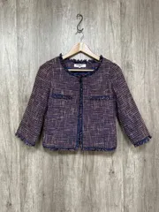 NATURAL BEAUTY BASIC ナチュラルビューティーベーシック ツイード ノーカラー ジャケット sizeM/マルチカラー  ◇■ レディース