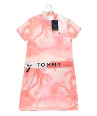 S】 トミーヒルフィガー ゴルフ ノースリーブ コンビシャツワンピース