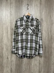 ZARA MAN ザラ マン チェック柄 綿100％ シャツ sizeL/白×緑 ■◇ メンズ