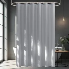 AooHome シャワーカーテン 120 x 150cm 目隠し 遮像 防カビ 防水 風呂カーテン 軽量 速乾 リング付き 無地 グレーのサムネイル