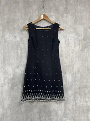 ROPE ロペ ドット 小花柄 ミニ丈 Iライン ワンピース size9/濃紺 ■◆ レディースのサムネイル