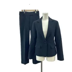 ナチュラルビューティーベーシック NATURAL BEAUTY BASIC スーツ ジャケット パンツ スラックス M ネイビー 紺 無地 テーラードカラー 長袖 フルレングス /PP ■ECC003