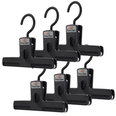 シンコハンガー(Shinkohanger) 衣類用ハンガー F-Fit ボトムクリッパー 6個セット ブラック 日本製 ラック ズボン ピンチ 洗濯 タオル スラックス バスタオル ネクタイ 頑丈 かたくずれ防止 物干し スカート パンツ 押し入れ 収納 コー