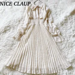 ナイスクラップ one after another NICE CLAUP バックリボン　ロングワンピース プリーツワンピース プチハイネックロングワンピース シフォンワンピース ふんわり 大人可愛い  オフホワイト