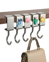 [Azixcos] 5個セット テーブルフック デスク フック カバン掛け バッグハンガー 強力クランプ式 可愛い3D立体ステッカー付き かばんかけ ヘッドホンハンガー ランドセル掛け ゴムパッド付き 簡単取り付け 多用途 収納