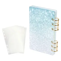 pikake bay アクリル バインダー A6 貯金 韓国 家計 管理 リフィル 6穴 現金 透明 波型(ブルー) [ブルー] [波型ブルー]
