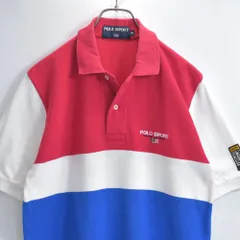 00s〜 Polo Sport ポロスポーツ ラルフローレン 刺<!-利用不可文字-!>ロゴ パッチ カラーブロック ポロシャツ ポロスポ ボーダー ヴィンテージ ビンテージ 古着 メンズMサイズ