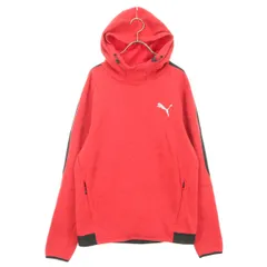 PUMA プーマ ワンポイントロゴ 長袖 スウェットパーカー M レッド メンズ 古着