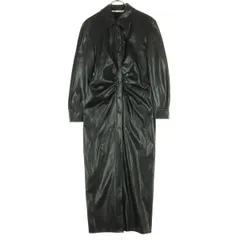 美品 ZARA ザラ 長袖 フェイクレザー ロングワンピース M ブラック レディース 古着