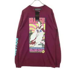 未使用 ROLLING CRADLE ローリングクレイドル チャイナプリント 長袖 クルーネック ロンT カットソー S マルーン メンズ 古着