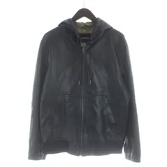 コーチ COACH ジップアップパーカー レザー 羊革 ブルゾン シグネチャー L 黒 ブラック C5233 /MW ■GY17