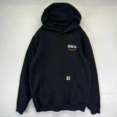 古着 カーハート Carhartt パーカー プルオーバー スウェット ワンポイント刺繍ロゴ ルーズフィット M  ブラック系 メンズ