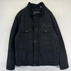 古着 リーバイス Levi's ジャケット ブルゾン 中綿 フルジップ スナップボタン L  ブラック系 メンズ